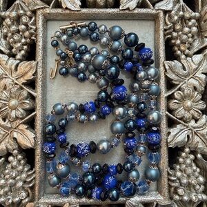 2 Vintage Elegant Blue Beaded Necklace’s